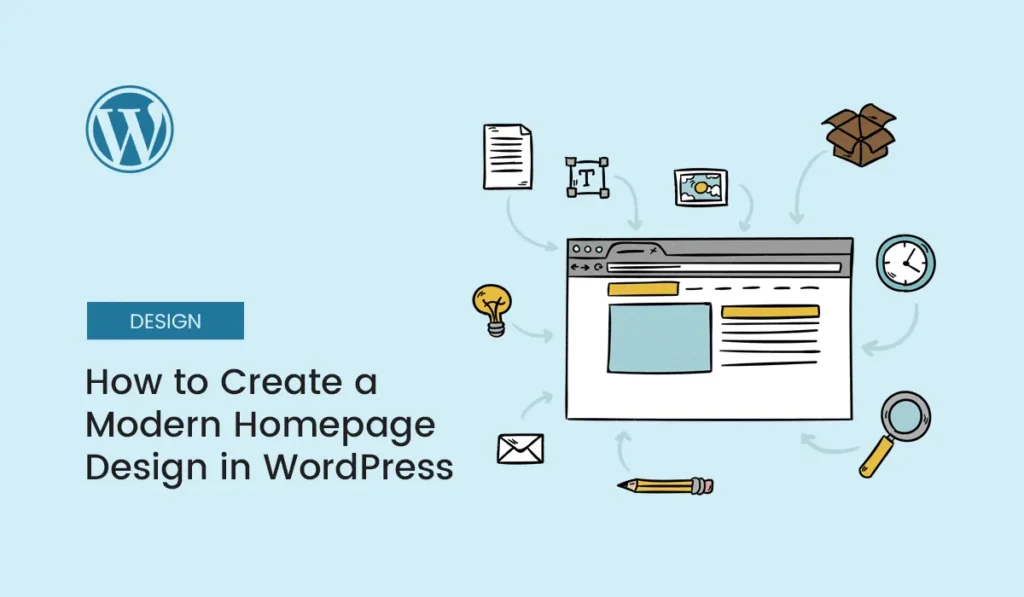 Modern homepage design in WordPress 2025